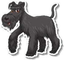 etiqueta engomada de la historieta del perro peludo negro vector