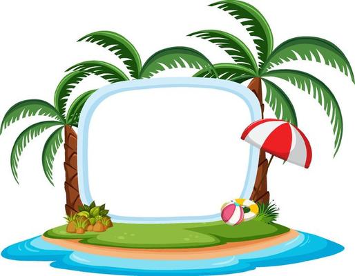 Empty banner template with summer beach element isolated