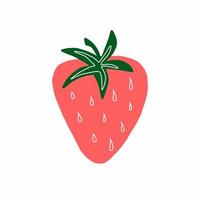 Garden strawberry. doodle fruit or strawberries. Isolated on white background. Fresh strawberry Sweet fruit. vector illustration.