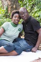 young couple in love in a leisure park. photo