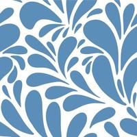 abstract floral seamless pattern with smooth leaves shape. Cool winter frost ornament background. Blue leaves on white backdrop vector