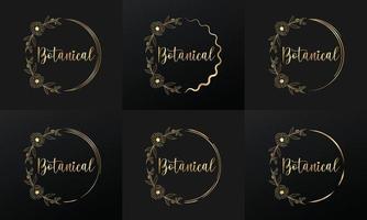 hand drawn golden botanical wreaths and floral round frame for botanical logo vector