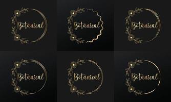 hand drawn golden botanical wreaths and floral round frame for botanical logo vector