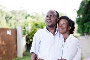 young couple embracing on campaign. photo