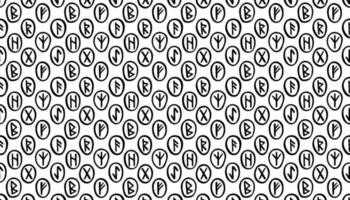 Scandinavian magic runes fortune teller prediction Halloween witchcraft tool black ink pattern texture background banner vector