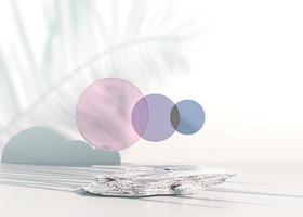 Stone podium on pastel background, for product display, Blank for mockup design. 3d render. photo