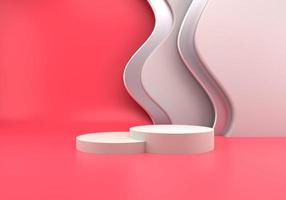 Podium use for product presentation. Abstract wave background. 3d rendering - illustration. photo