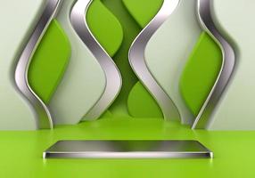 Podium use for product presentation. Abstract wave background. 3d rendering - illustration. photo