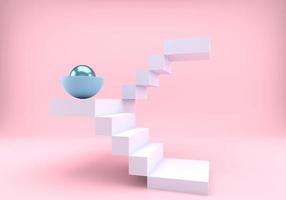 Ladder with a podium for the presentation of new products, 3d photo
