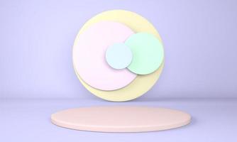 Product podium on pastel background 3d. Abstract minimal geometry concept. Studio stand platform theme. Exhibition and business marketing presentation stage. photo