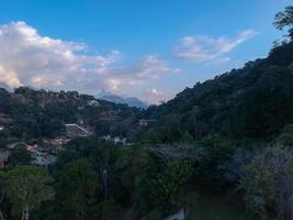 Aerial view of itaipava petrpolis early morning with a lot of fog in the city photo