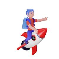 character riding a rocket with a back to school concept photo