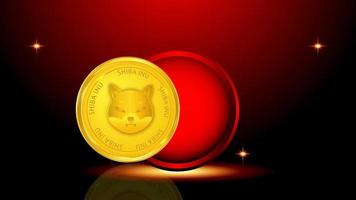 moneta di criptovaluta shiba inu shib con animazione di luce stellare e specchio video