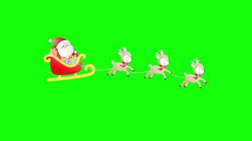Cartoon Green Screen - Santa Sleigh with Reindeer