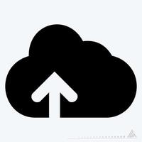 Icon Vector of Cloud with upward arrow Version 2 - Glyph Style