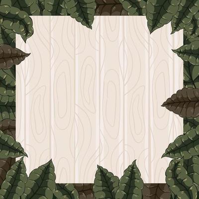 Wood and Foliages Background with Cartoon Style