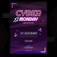 plantilla de póster de promoción de venta de cyber monday vector