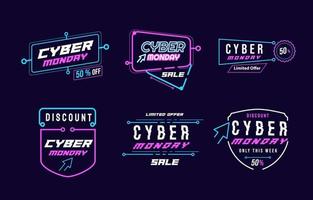 conjunto de insignias de cyber monday vector