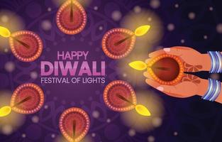 feliz festival de luces diwali vector