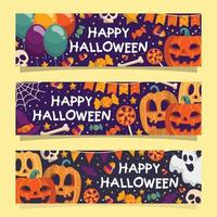 conjunto de banner de feliz halloween vector