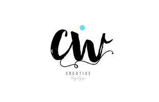 cw c w vintage letter alphabet combination logo icon handwritten design for company business vector