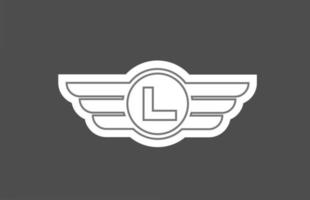 L icono del logotipo de la letra del alfabeto para negocios y empresas con diseño de ala de línea vector