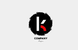 K red white black letter alphabet logo icon with grunge design for company and business vector