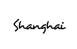 Shanghai city handwritten word text hand lettering. Calligraphy text. Typography in black color vector