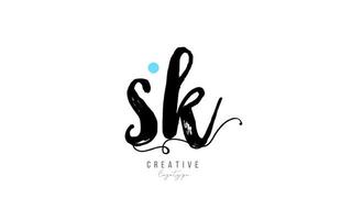 sk s k vintage letter alphabet combination logo icon handwritten design for company business vector