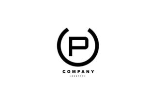 P black and white letter logo alphabet icon design for company and business vector