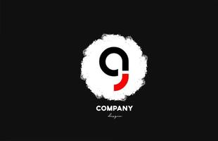 G black red white alphabet letter logo icon with grunge design for company and business vector