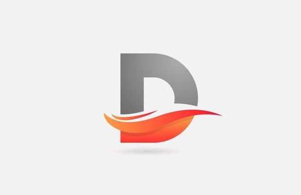 orange grey D alphabet letter logo icon for business and company with swoosh design