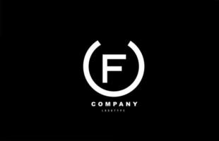 F white and black letter logo alphabet icon design for company and business vector