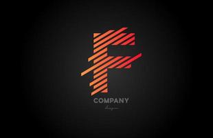 F orange alphabet letter logo icon design for business and company vector