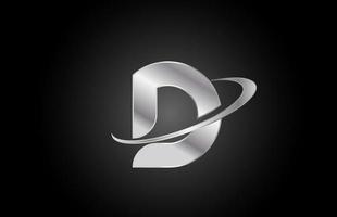 D icono de logotipo de letra del alfabeto de metal para empresa con diseño de swoosh vector