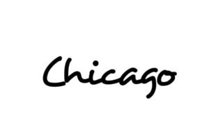 Letras de la mano del texto de la palabra manuscrita de la ciudad de Chicago. texto de caligrafía. tipografía en color negro vector