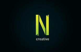 N creativo diseño de icono de logotipo de alfabeto letra verde para empresa y negocio vector