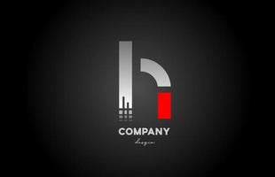 H red grey alphabet letter logo icon design for business and company vector