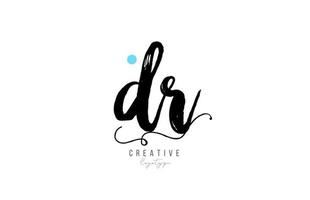 dr d r vintage letter alphabet combination logo icon handwritten design for company business vector