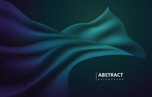 Abstract Flying Wave Dark Blue Green Silk Satin Fabric Background vector