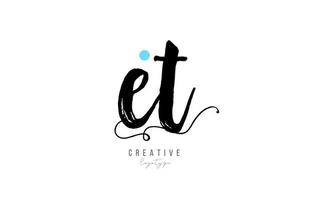 et e t vintage letter alphabet combination logo icon handwritten design for company business vector