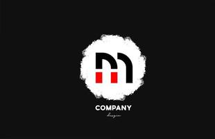 M black red white alphabet letter logo icon with grunge design for company and business vector