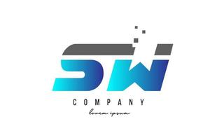 SW S W alphabet letter logo combination in blue and grey color. Creative icon design for company and business vector