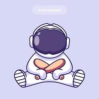 Ilustración de icono de vector de dibujos animados lindo astronauta