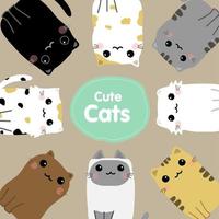 vector de conjunto de dibujos animados de gatos lindos