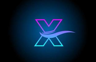 X icono de logotipo de letra del alfabeto azul y rosa para negocios y empresa con diseño de línea simple vector