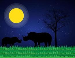 rhinoceros shadow isolated vector