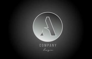 silver grey metal A alphabet letter logo icon design for company and business vector