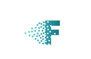 F icono de logotipo de letra del alfabeto para empresa y negocio. diseño de píxeles erosionados verdes para identidad corporativa vector