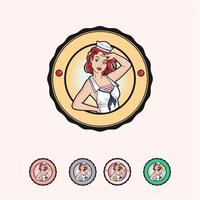 Sailor Women logo badge vector